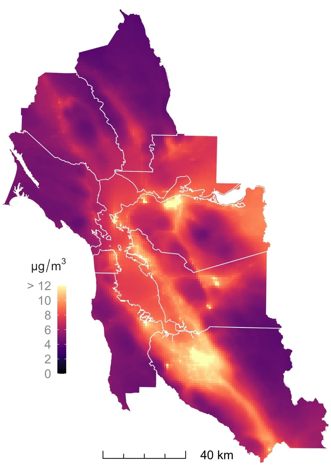 Maps showing reduction in particulate matter