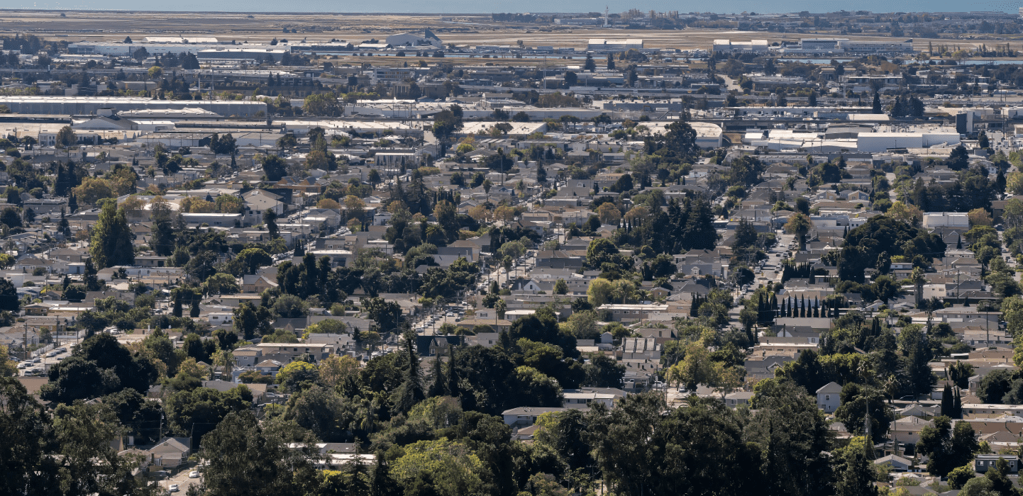 Aerial views of East Oakland