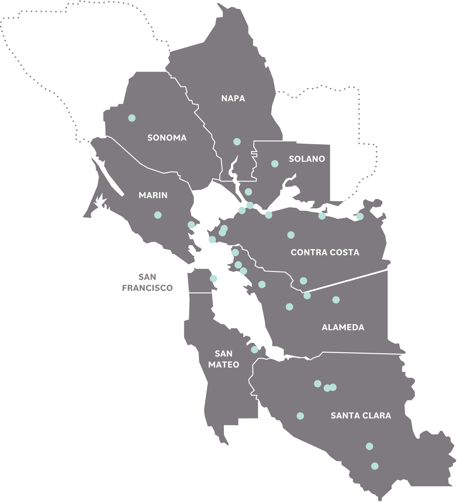 Map showing air monitoring sites