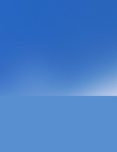 Sky blue background.