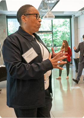Woman speaking at a conference